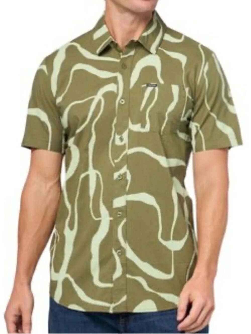NWT Volcom Men's Short Sleeve Button Down Shirt Green XXL
